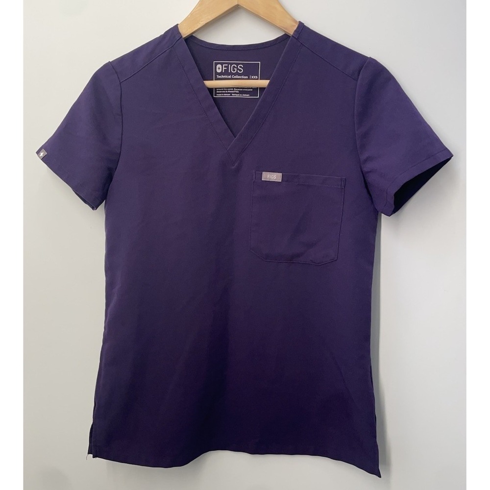 FIGS Catarina One-Pocket Scrub Top V-Neck Women's Size XXS Purple